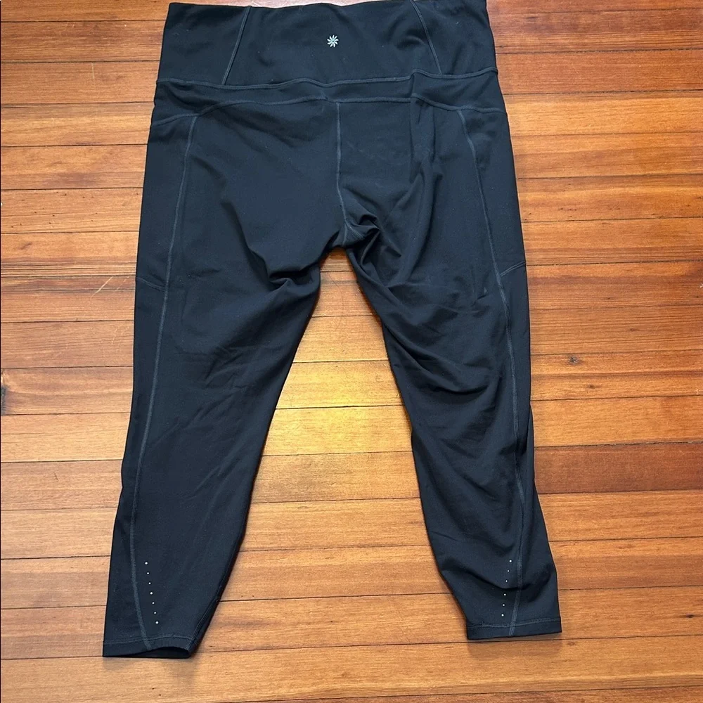 Athleta Rainier 7/8 Leggings 1X High Rise Fleece Lined Running Tights Black